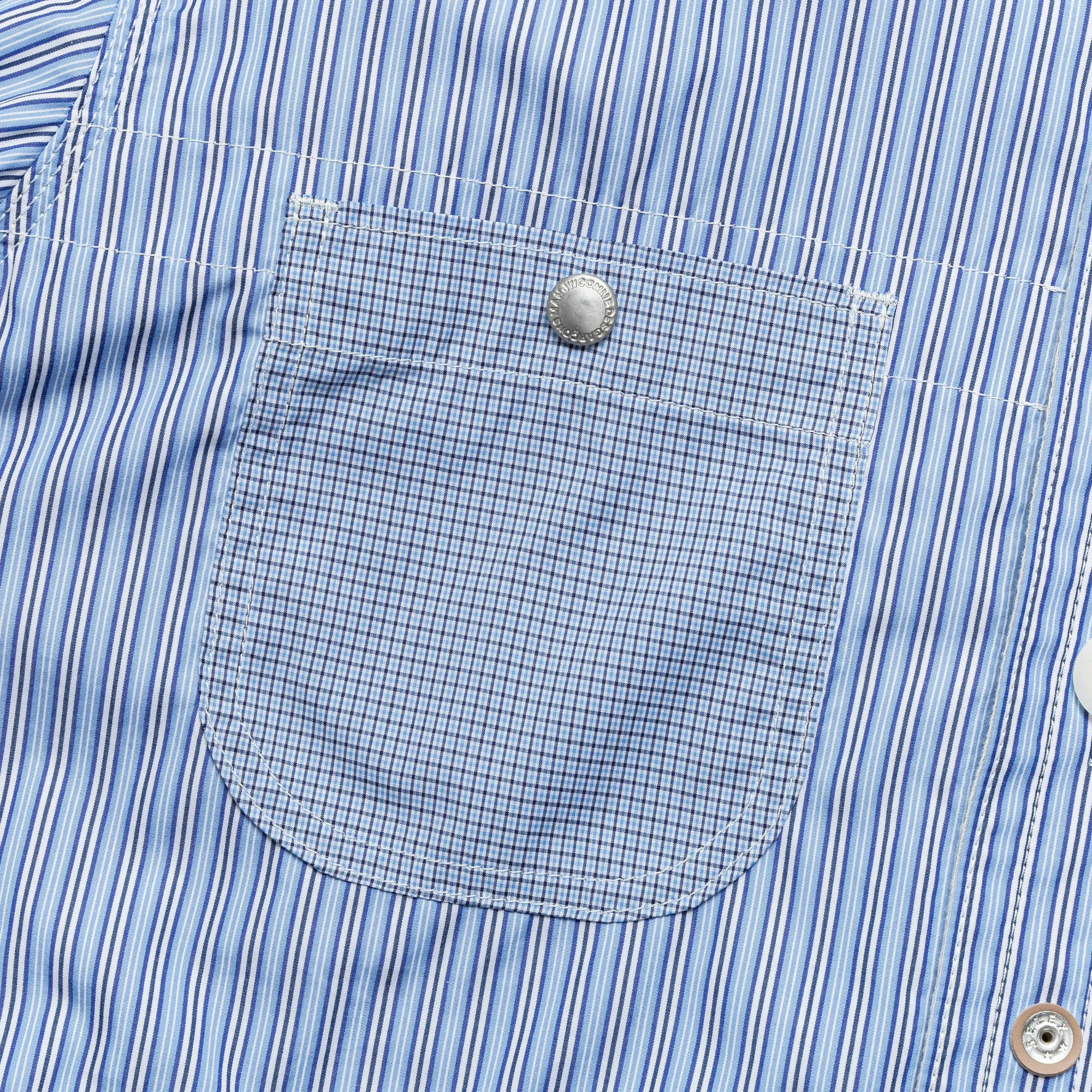 Reversible Cotton Stripe x Cotton Check Shirt - Blue/Sax-White