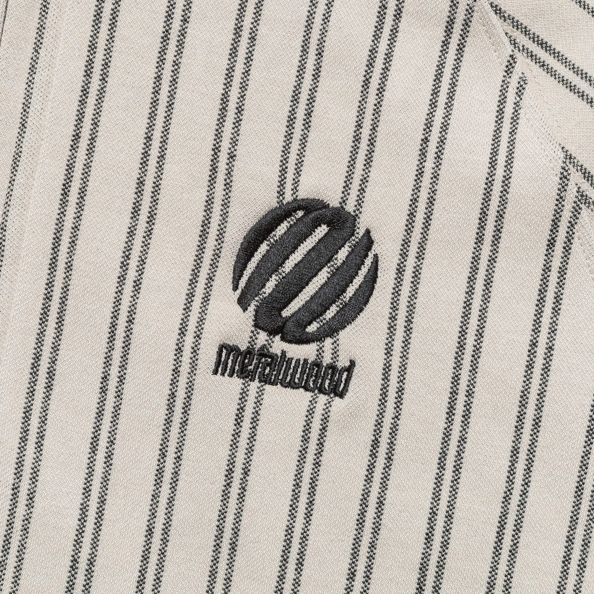 Ribbed LS Striped Polo - Tan
