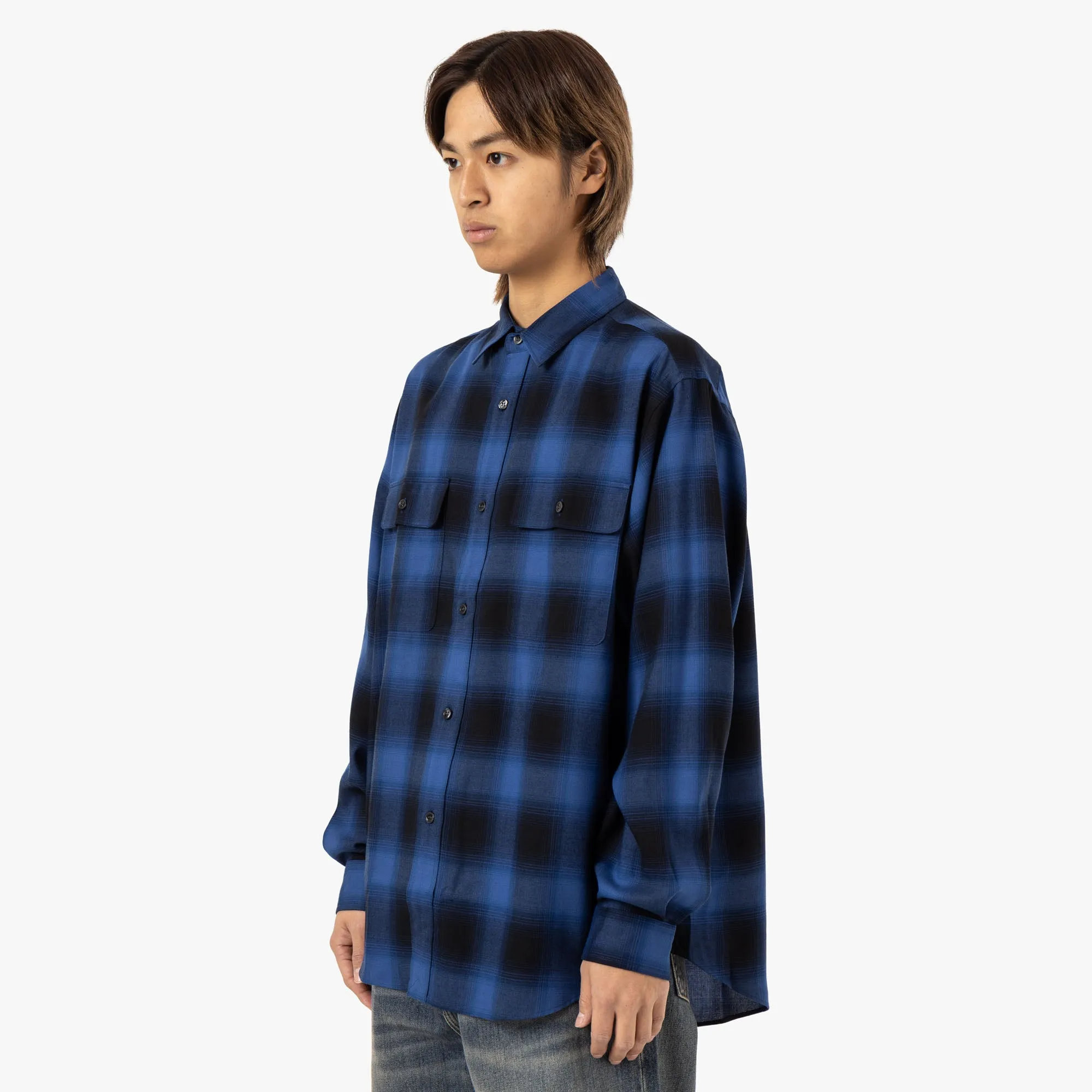 Saturdays NYC Ombre Check Work Shirt / Blue