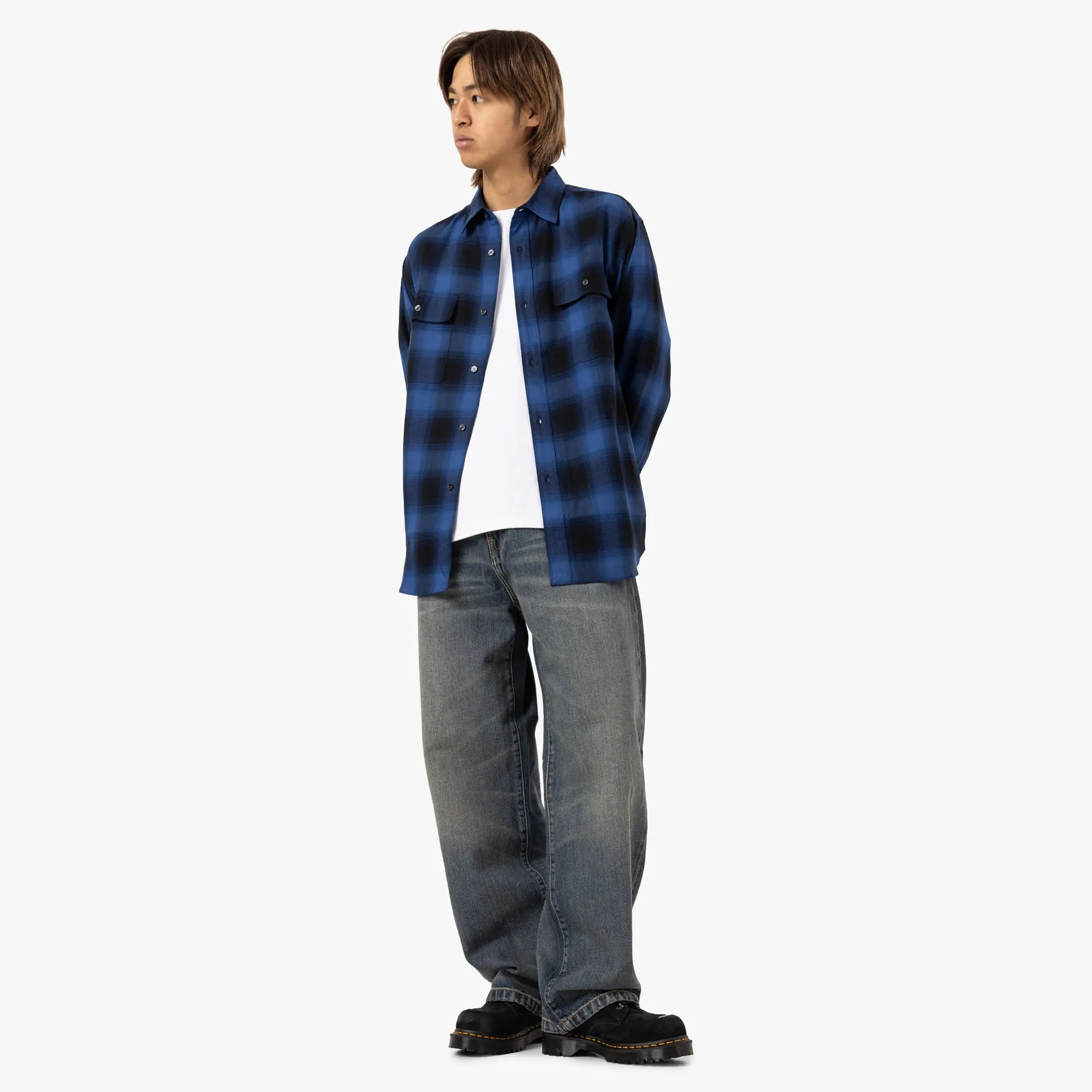 Saturdays NYC Ombre Check Work Shirt / Blue