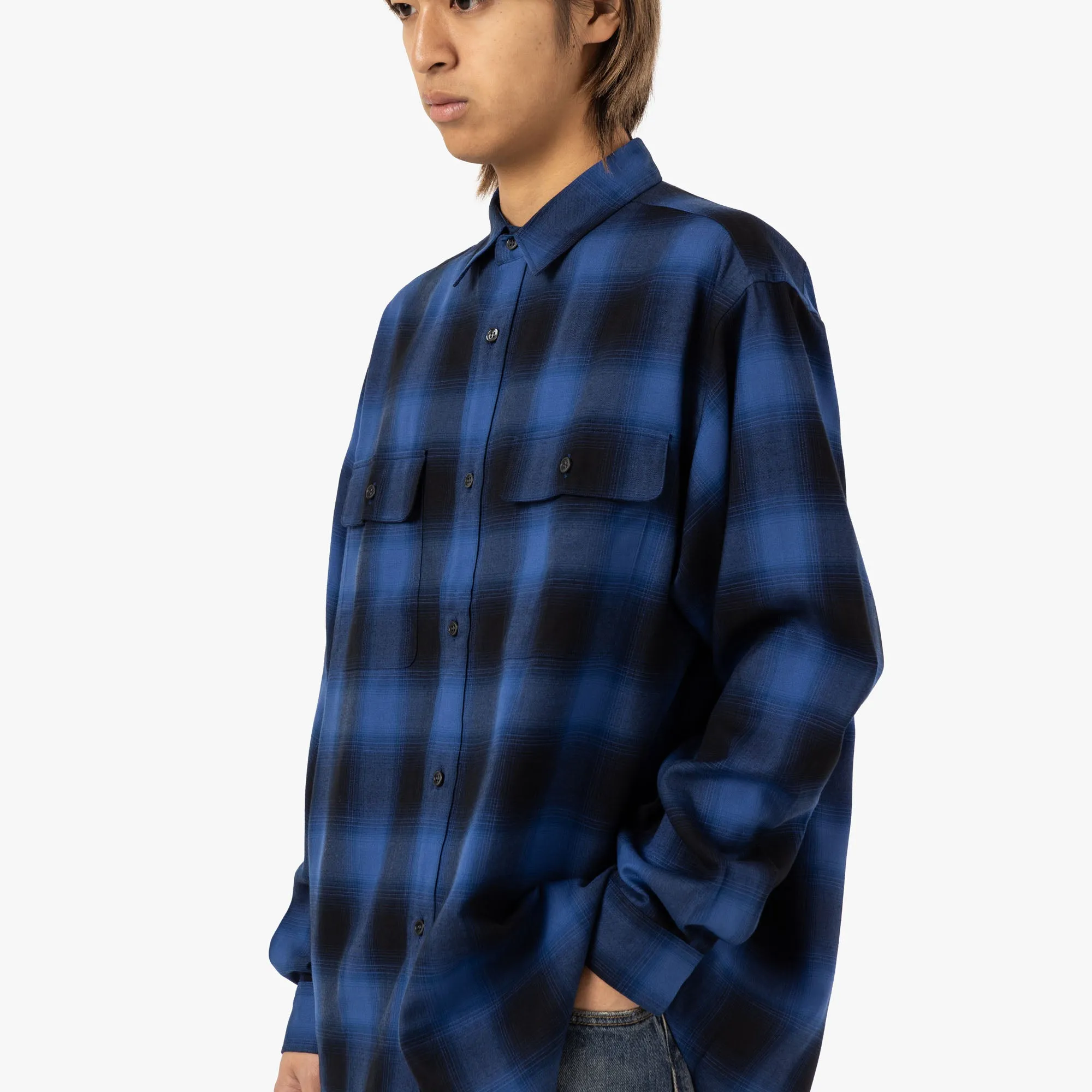 Saturdays NYC Ombre Check Work Shirt / Blue
