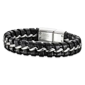 Save Brave Black Leather Mens Bracelet SBB-LIMA-BK-21