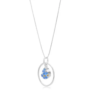 Shrieking Violet Real Flower Forget Me Not Silver Necklace FP12