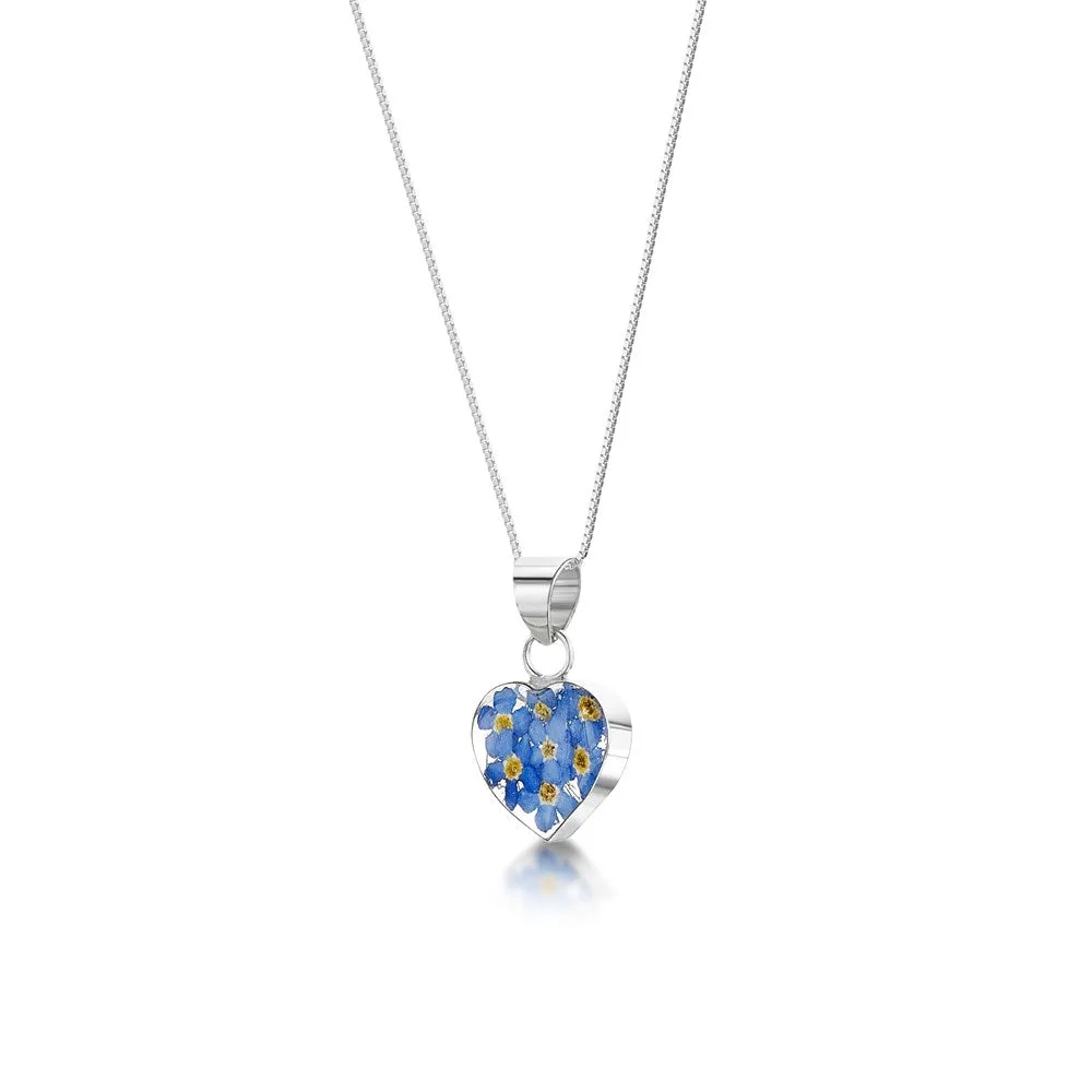 Shrieking Violet Real Flower Forget Me Not Silver Pendant FP03