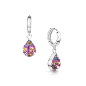 Shrieking Violet Real Flower Purple Haze Huggie Earrings BLEH05