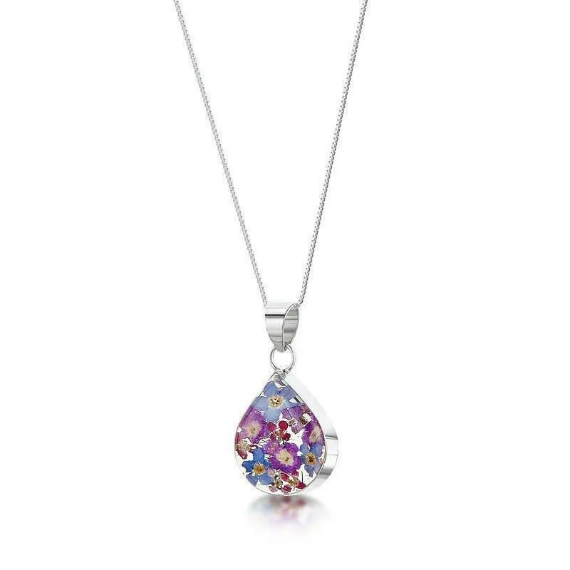 Shrieking Violet Real Flower Purple Haze Silver Pendant BLP05