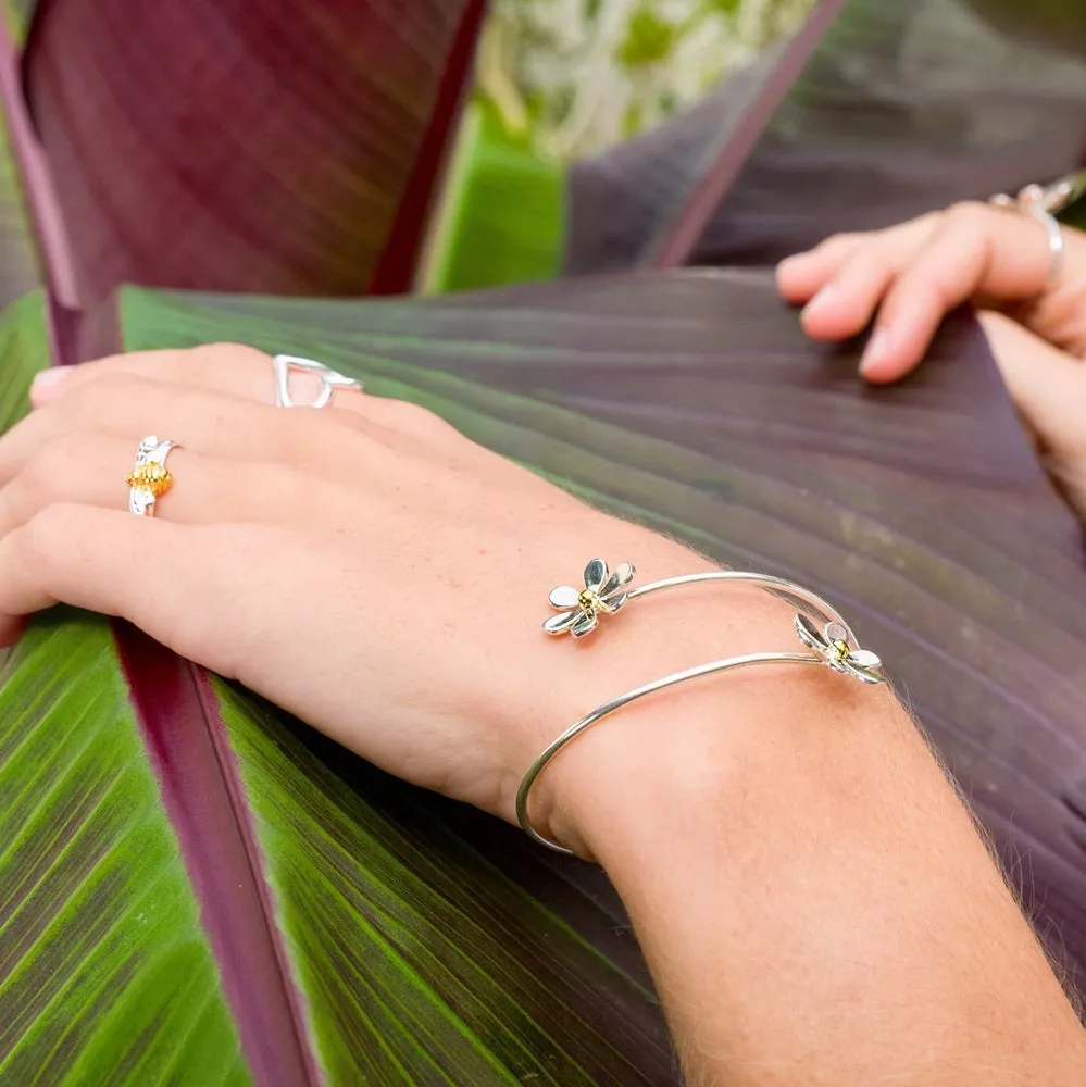 Silver Origins Double Daisy Twist Bangle