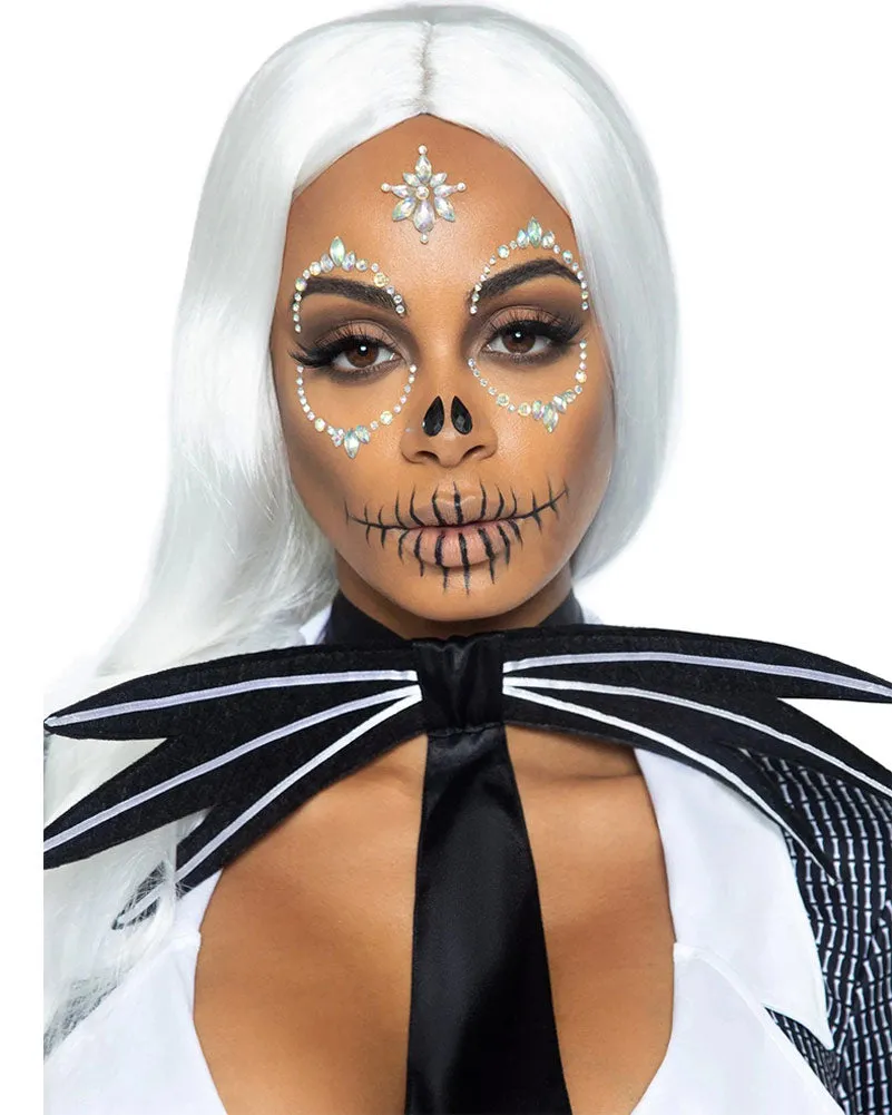 Skeleton Skull Adhesive Face and Chest Jewels Sticker