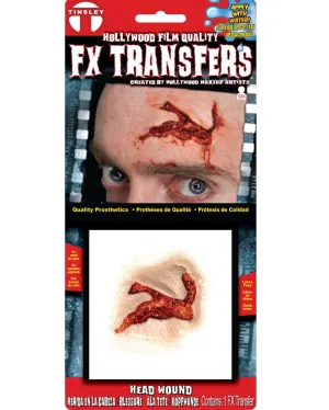 Small Head Wound FX Transfer Tattoo