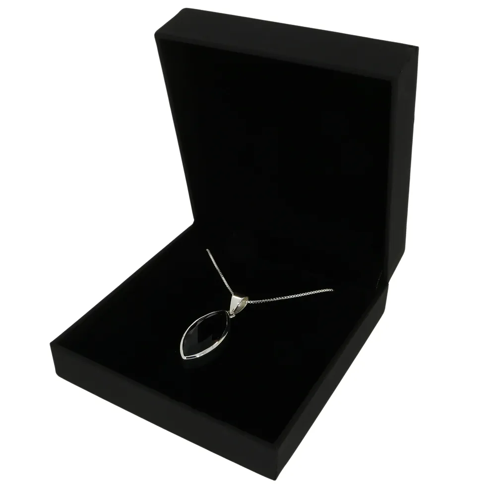 Smokey Quartz Sterling Silver Marquise Pendant & Chain