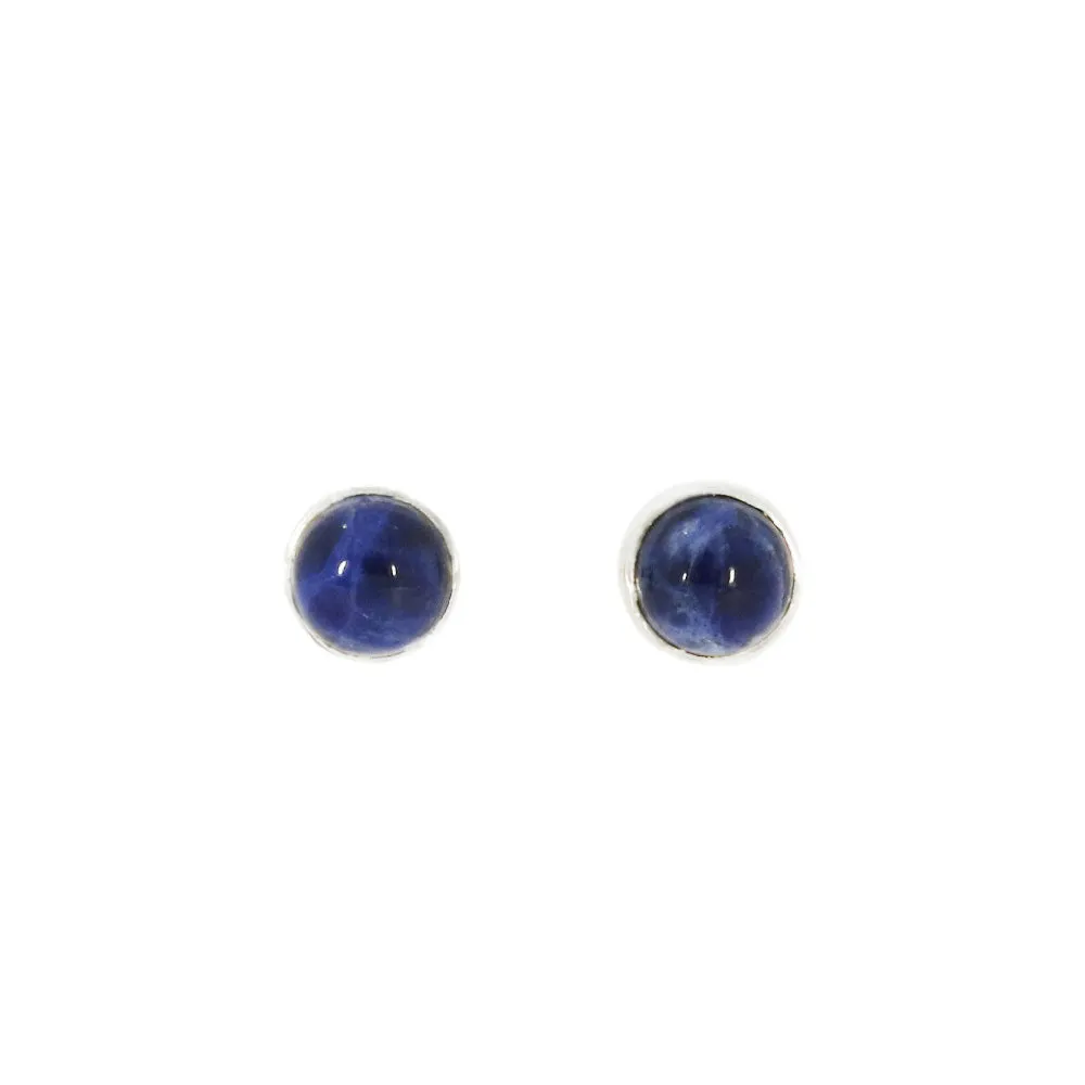 Sodalite Sterling Silver Round Stud Earrings