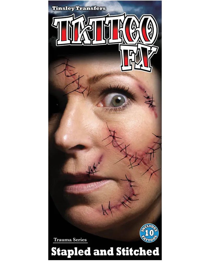 Stapled and Stitched FX Temporary Tattoos