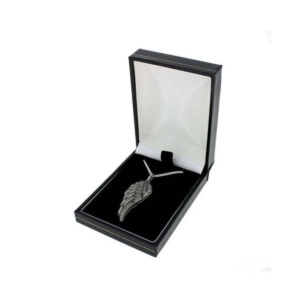 Sterling Silver Angel Wing Ladies Locket Pendant & Chain