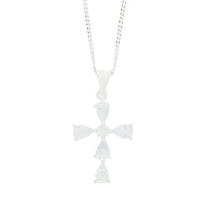 Sterling Silver Cubic Zirconia Cross Pendant And Chain
