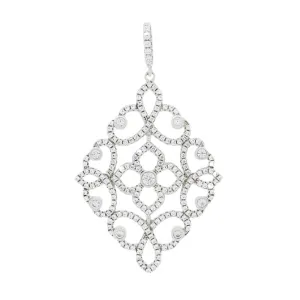 Sterling Silver Cubic Zirconia Filigree Pendant & Chain