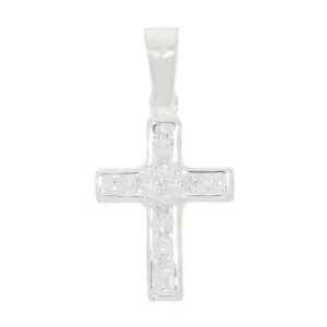 Sterling Silver Ladies CZ Cross Pendant & Chain