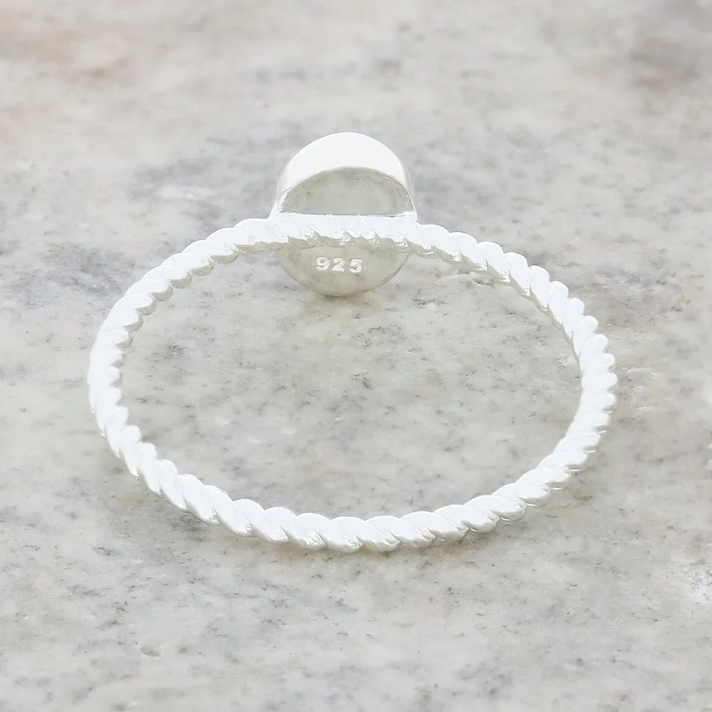 Sterling Silver Opalique Twist Band Ladies Ring