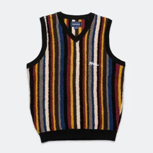 Striped Knit Vest - Black