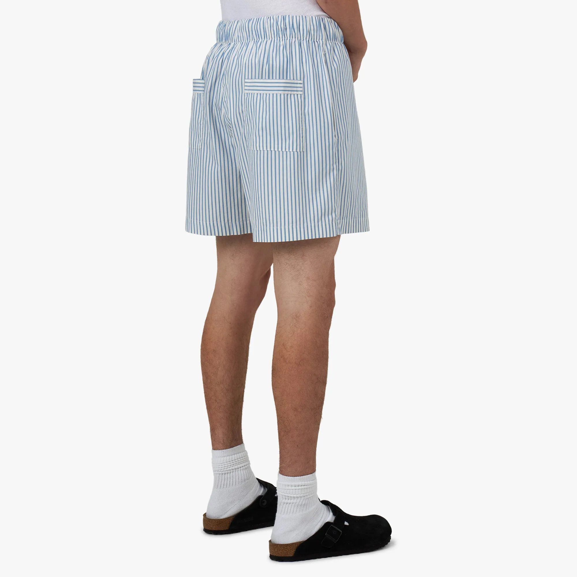 Tekla Poplin Shorts Placid / Blue Stripes