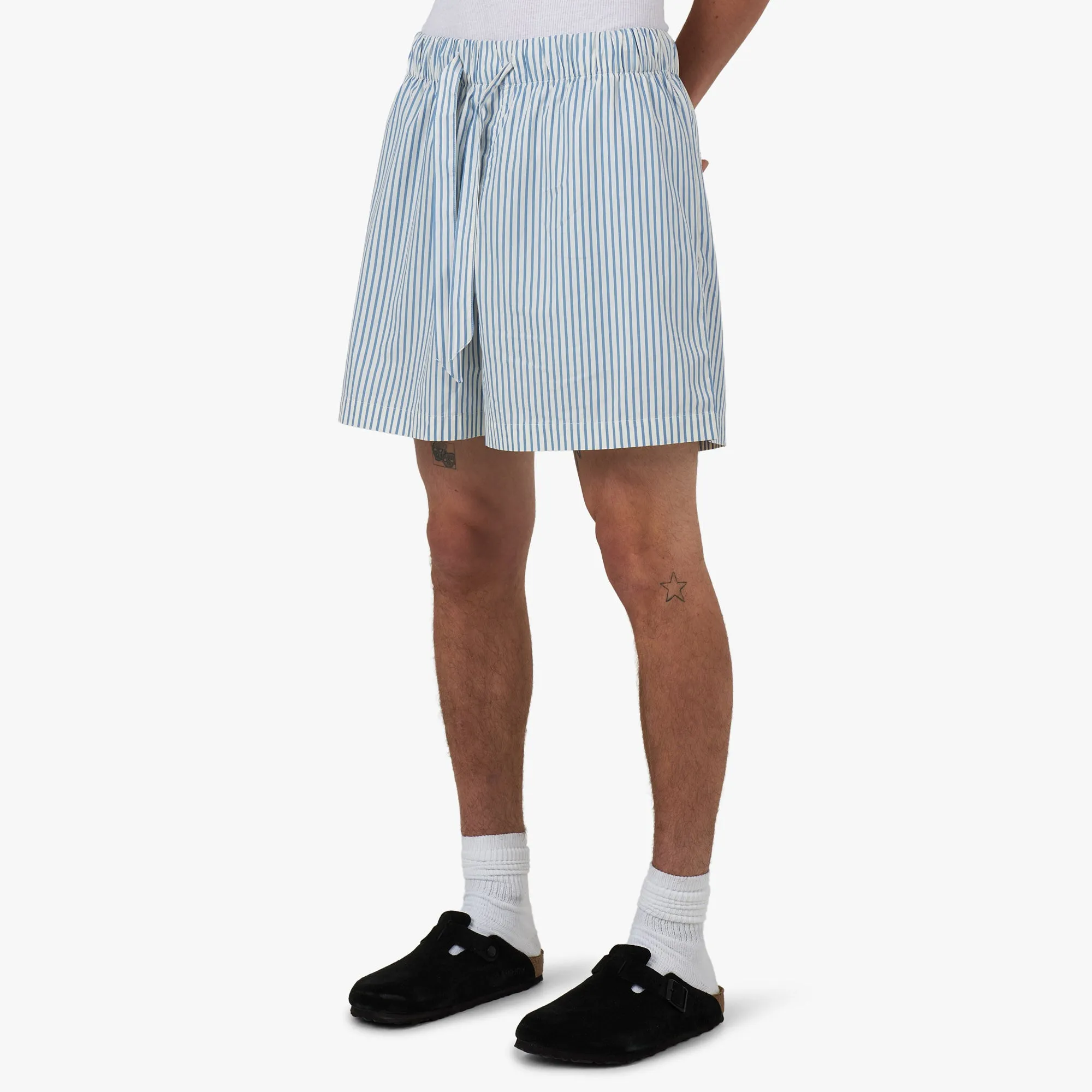 Tekla Poplin Shorts Placid / Blue Stripes