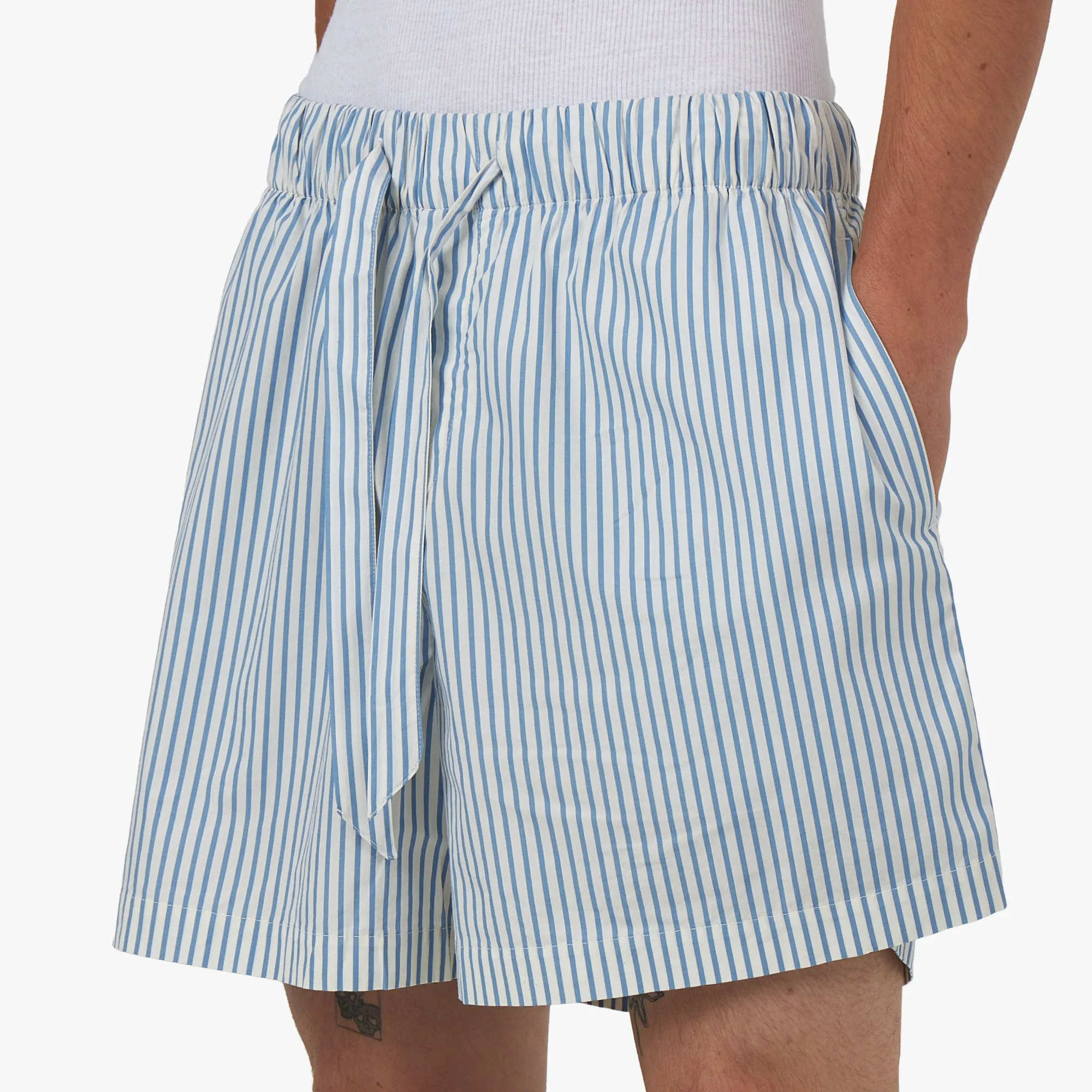 Tekla Poplin Shorts Placid / Blue Stripes