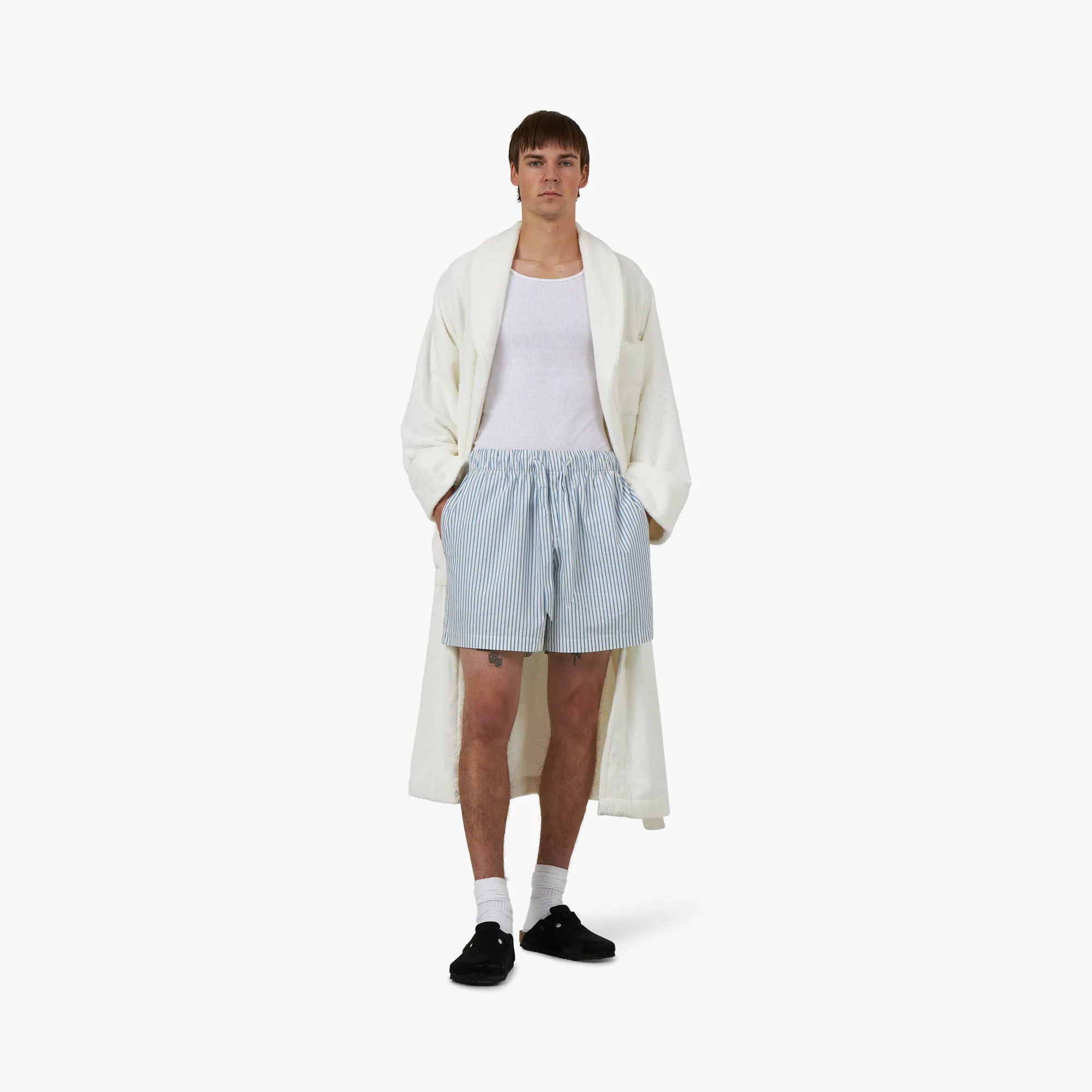 Tekla Poplin Shorts Placid / Blue Stripes