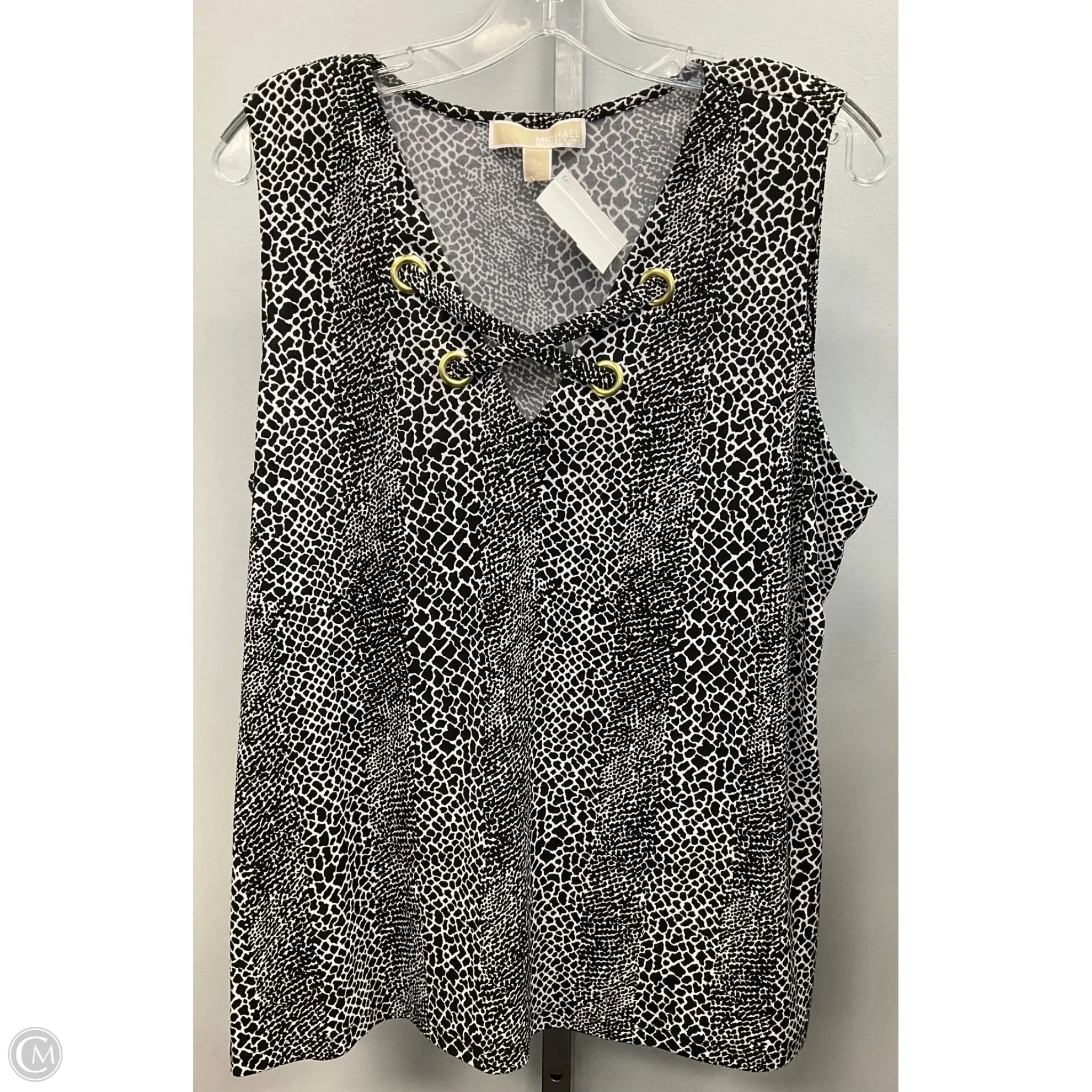 Top Sleeveless By Michael By Michael Kors In Black & White, Size: Xl