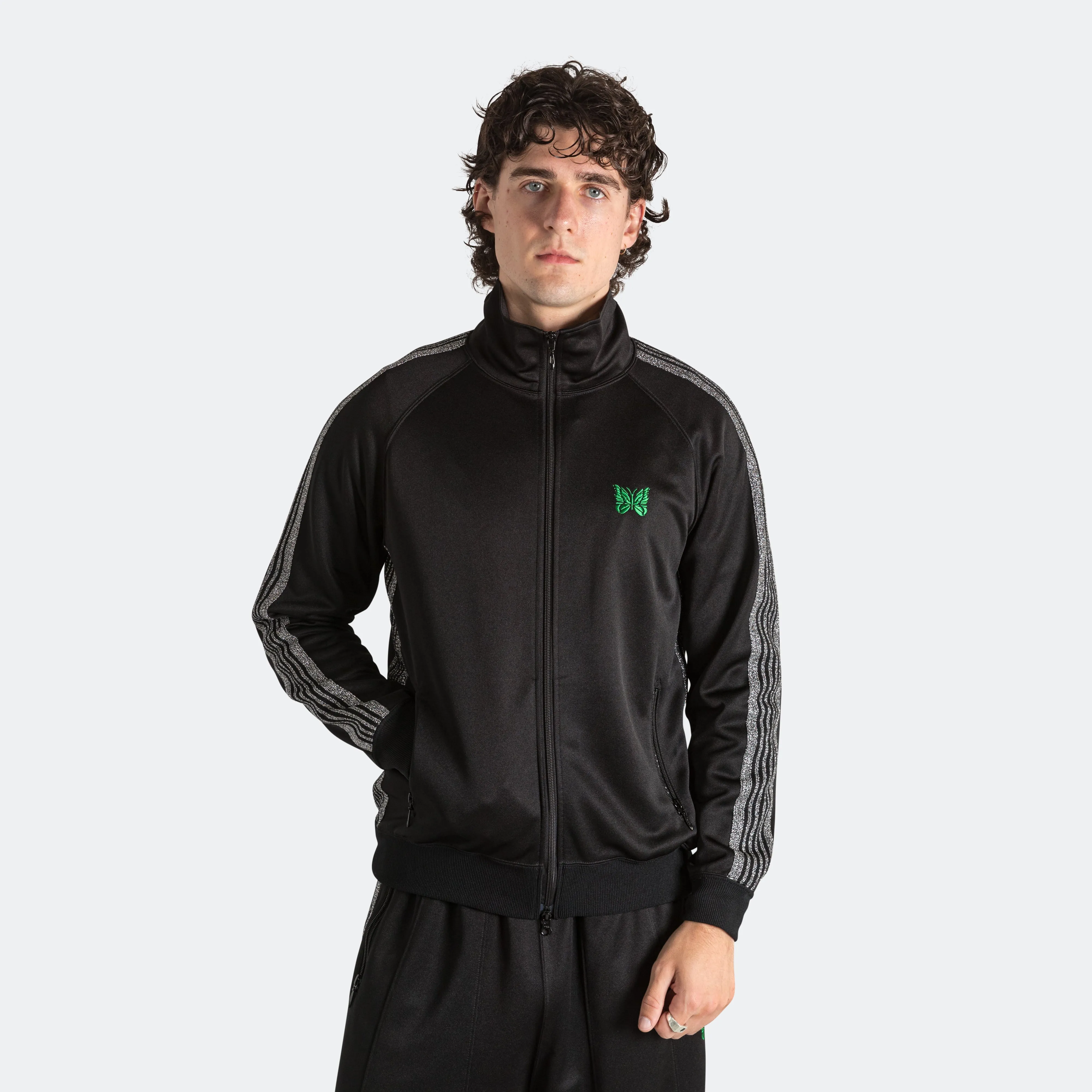 Track Jacket x UP THERE - Black/Silver Poly Smooth