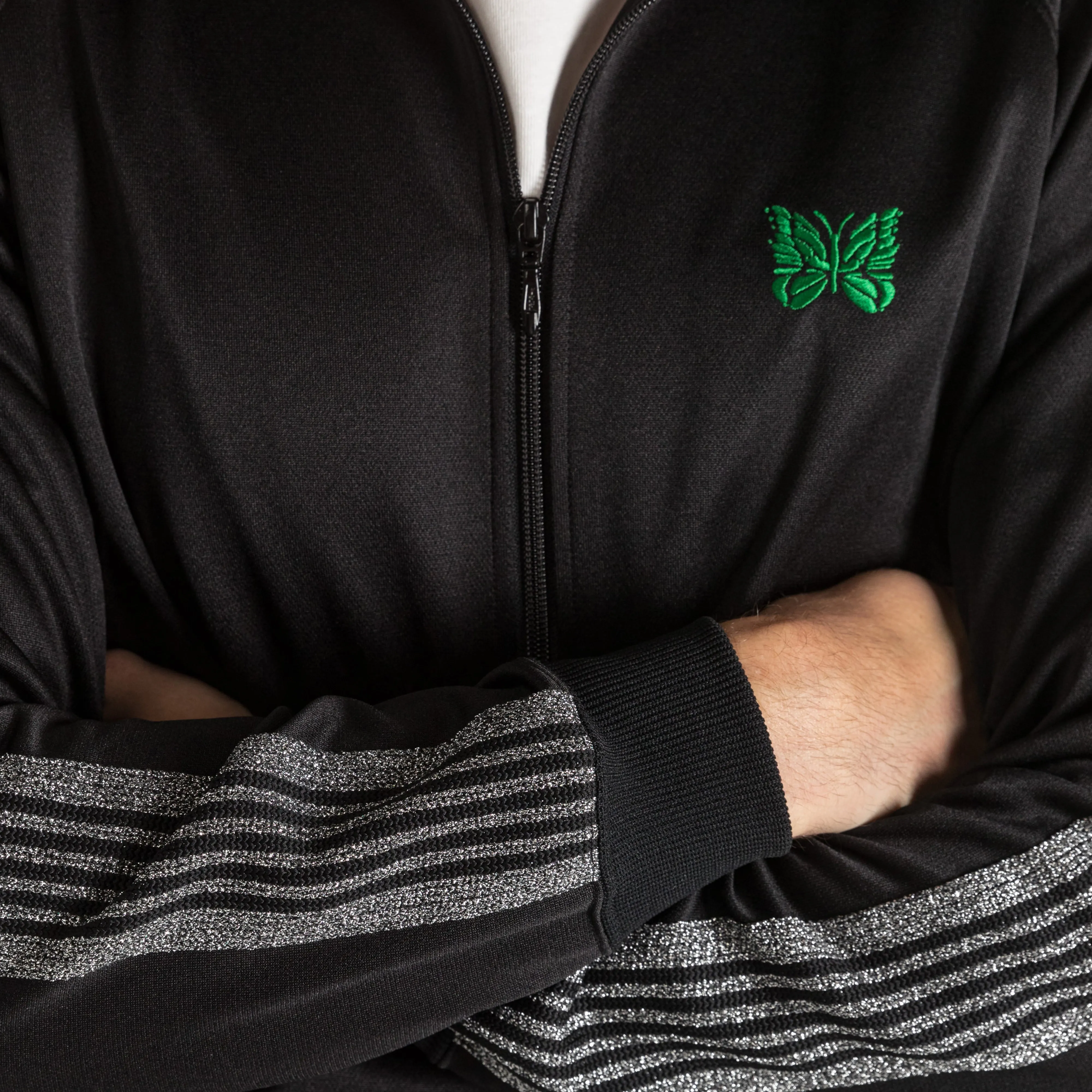 Track Jacket x UP THERE - Black/Silver Poly Smooth