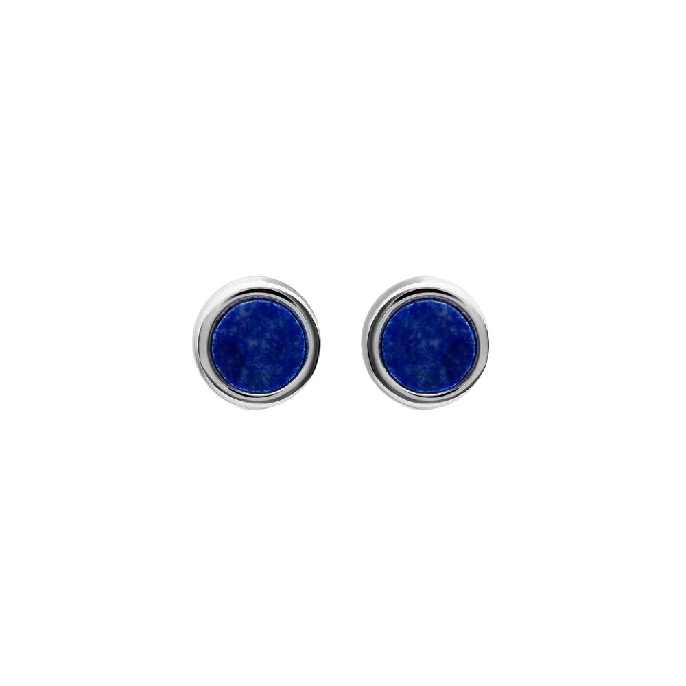 Unique & Co Sterling Silver Lapis Lazuli Stud Earrings ME-858