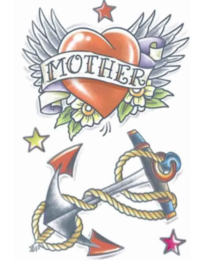 Vintage Heart and Anchor Temporary Tattoo