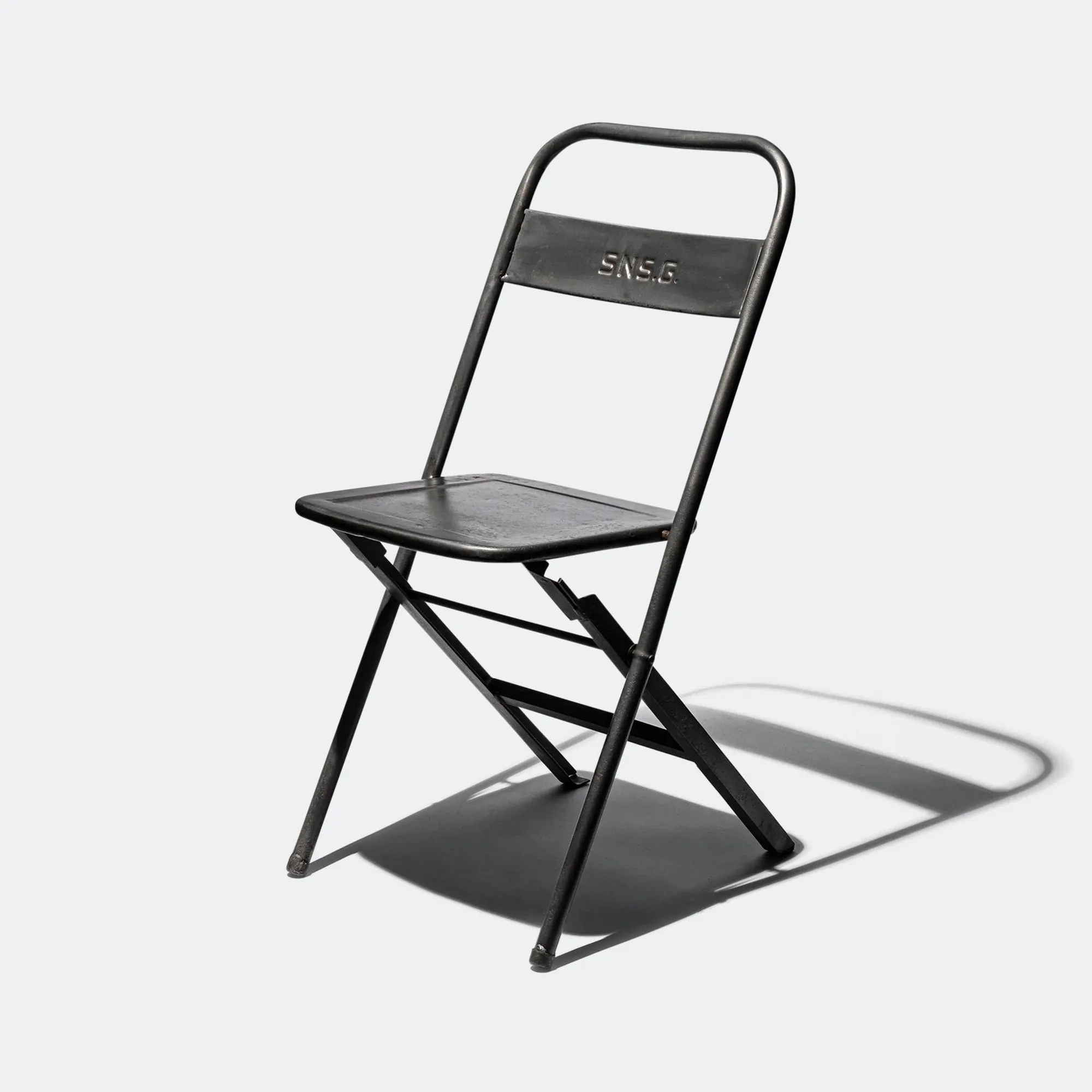 Vintage Steel Folding Chair - Natural